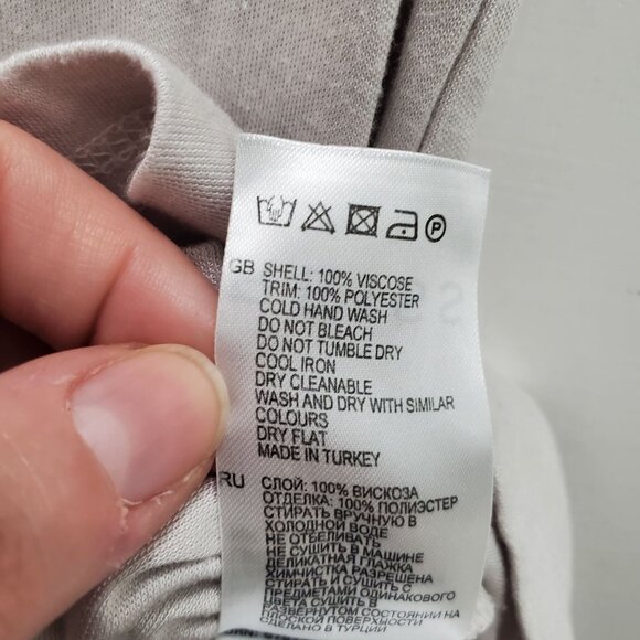 Reiss Women's Pale Gray Chiffon Trim Soft Short‎ Sleeve Basic V-Neck Top Size XS - Picture 5 of 6